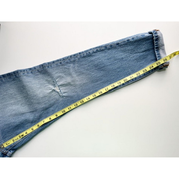 Revolve Levi's 501 Skinny Jeans Distressed Post Modern Blues 29/28 Button Fly - Picture 13 of 15